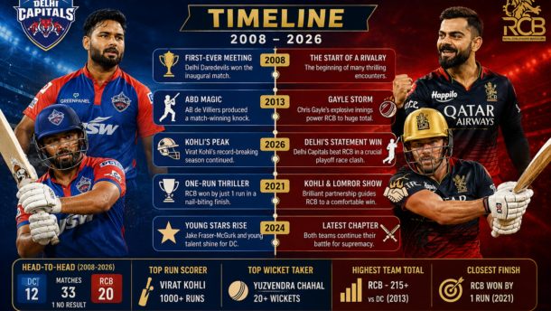 Delhi Capitals Vs Royal Challengers Bengaluru Timeline